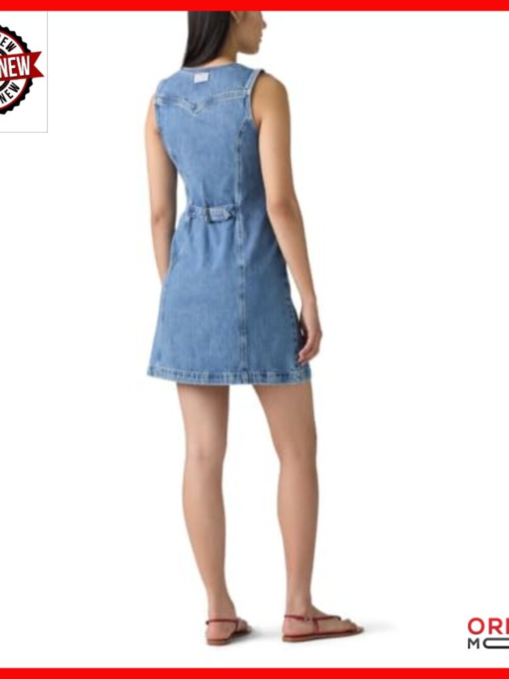 V-Neck Button-Up Vest Dress, Above-Knee Casual, Machine Washable - Picture 2 of 2